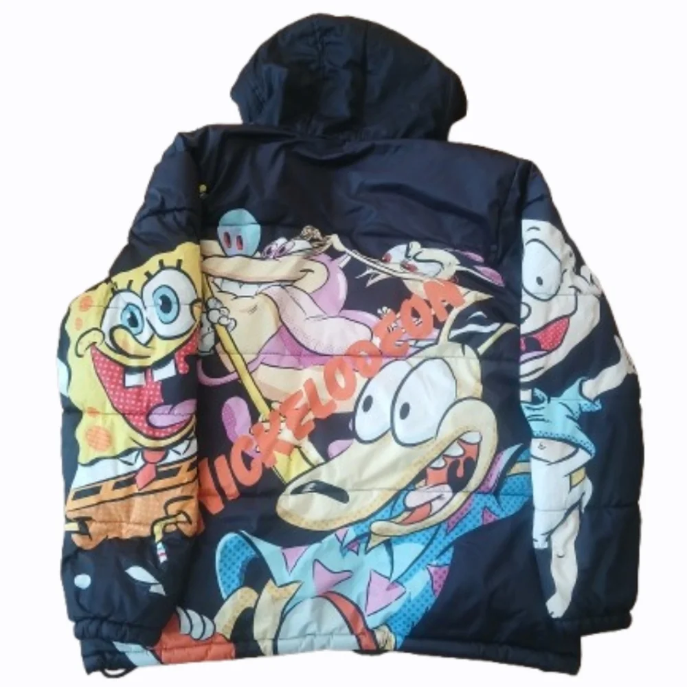 Members Only Puffer Jacket Men‎ Medium Black Nickelodeon Chuckie SpongeBob Print